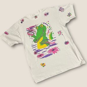 Vintage 80s/90s Neon Alligator Graphic T-Shirt – Fruit of the Loom USA – L